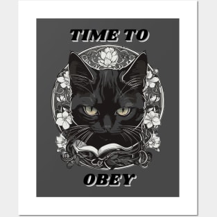 Time to Obey - Black Cat Posters and Art